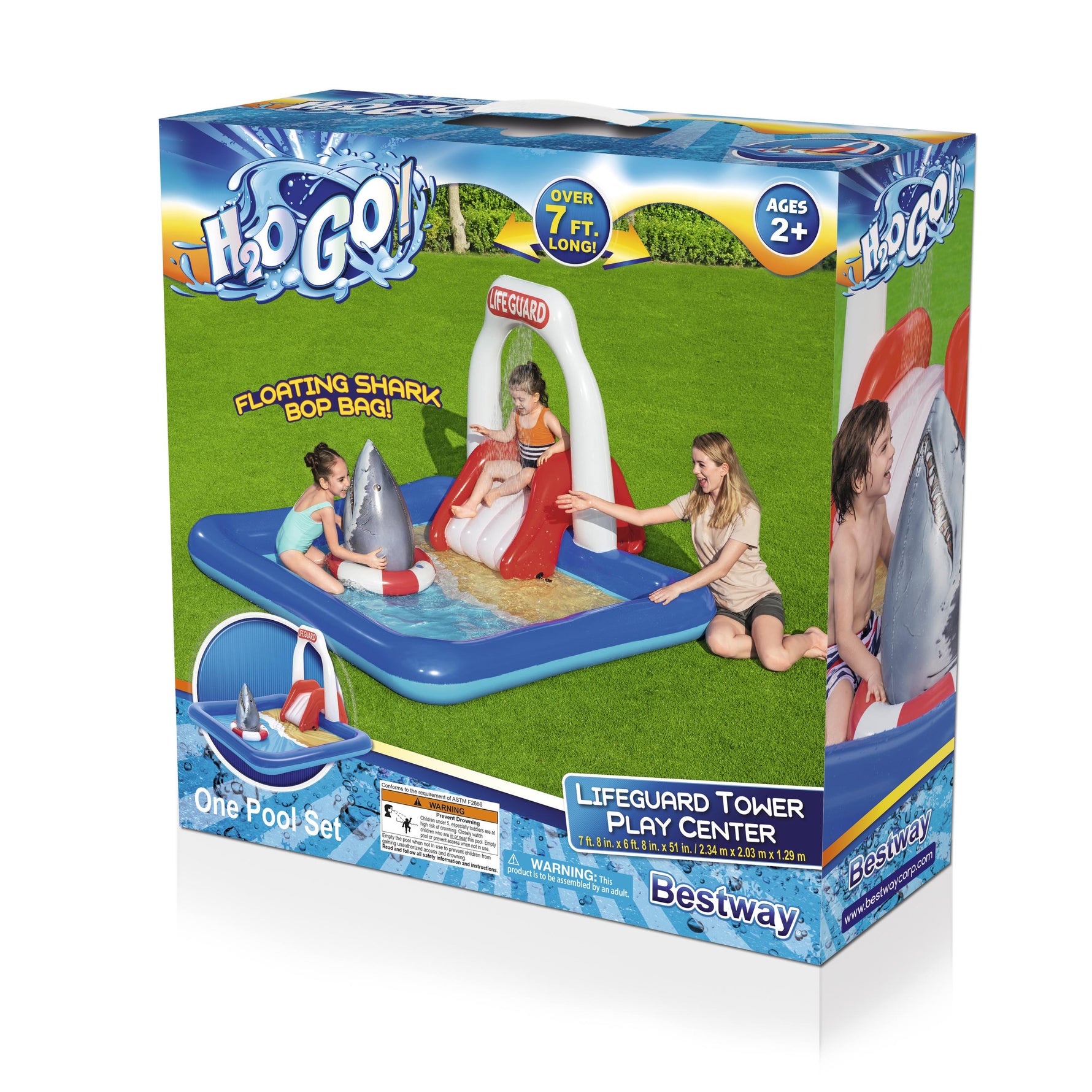 Bestway H2OGO! Lifeguard Tower Pool Play Center For Kids, inflatable kiddie pool, backyard pool for kids, Bestway kiddie play center, Bestway inflatable pool, above ground pool for kids, lifeguard play center pool for kids