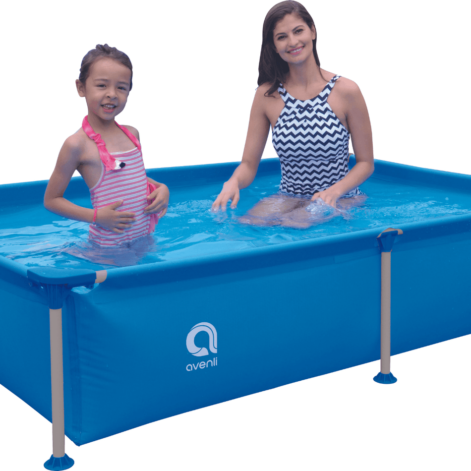 Avenli Steel Pro Above Ground Swimming Pool For Kids  | Rectangular Outdoor Swimming Pool|  Easy Setup Kids Pool for Backyard| 6.1ft x 4.1ft x 1.3ft