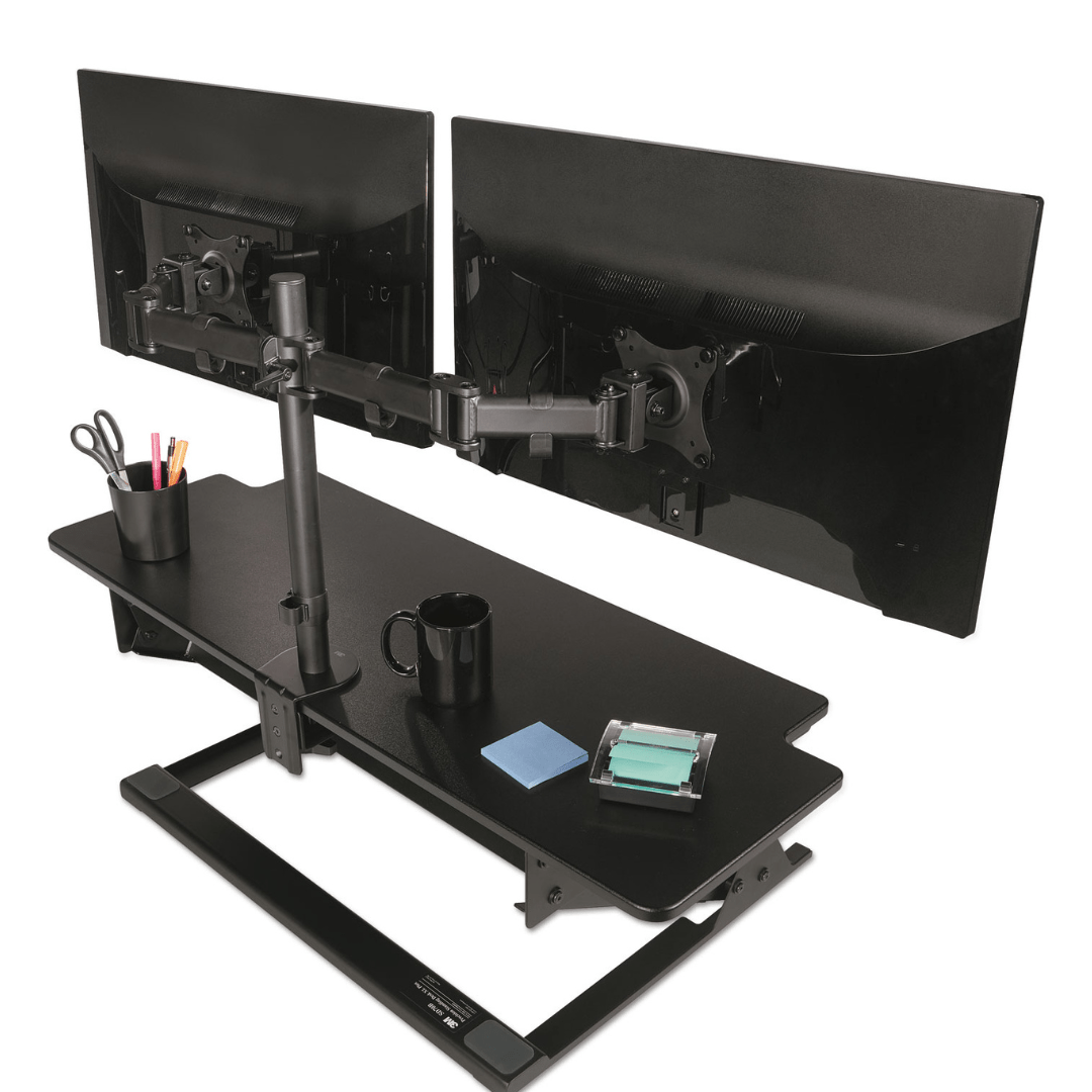 Support de bureau double écran IMGadgets | Compatible avec 2 écrans LCD/LED de 13 à 32 pouces, inclinaison de 5° vers le haut et vers le bas | Rotation à 360° | Supporte jusqu'à 8 kg par bras 