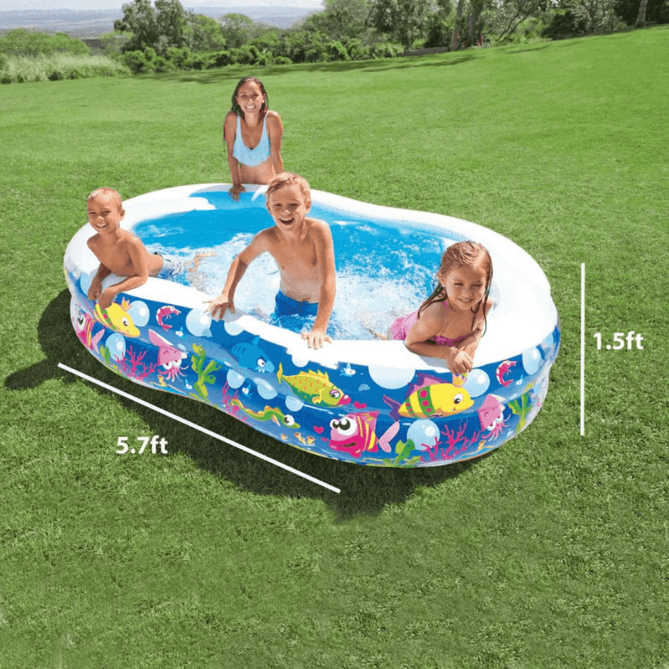 Ocean 8 Inflatable Kids Pool | Kiddie Pool for toddlers | Above Ground Summer Outside Pools  |Garden and Backyard Pool |5.7ft x 3.5ft x 1.5ft (L x W x H)