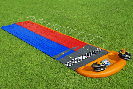 H2OGO! Splashy Speedway 16ft Double Water Slide For All Ages, water slide, inflatable water slides, all ages water slide, speedway water slide, H2O2O! water slide, outdoor water slide, water slide for kids, portable water slide