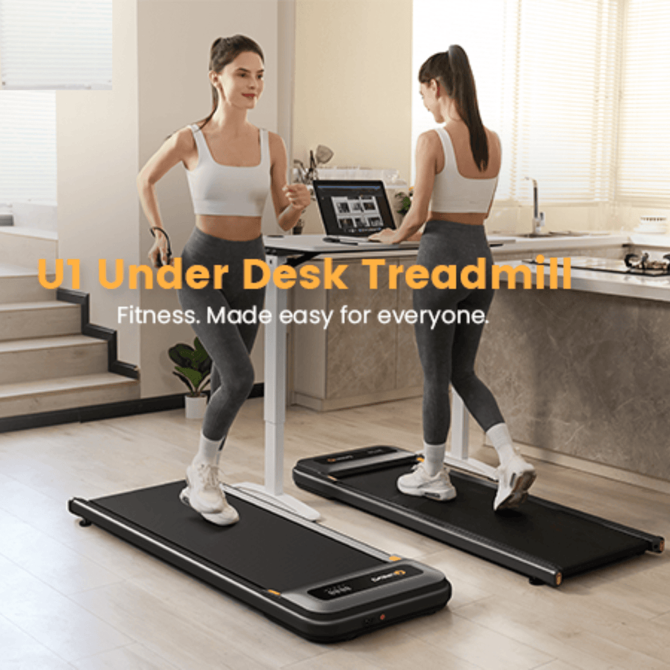 Urevo U1 Under Desk Walking Treadmill | 2-in-1 Slim & Portable Treadmill |Office and Home Treadmills| 2.25HP Walking pad | Bluetooth remote and LED display 