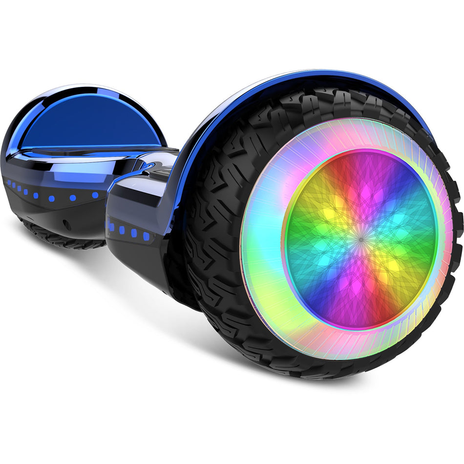 Gyrocopters PRO 6.0-All Terrain Hoverboard | 250 W motor | LED hoverboard | Speed up to 12 km | Range up to 10 km | Self-balancing scooter | Chrome Blue