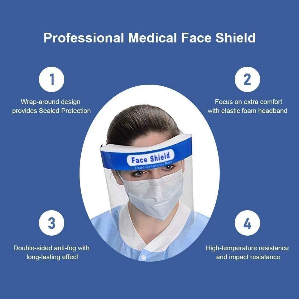 clear plastic face shield, professional medical face shield, impact resistance face shield