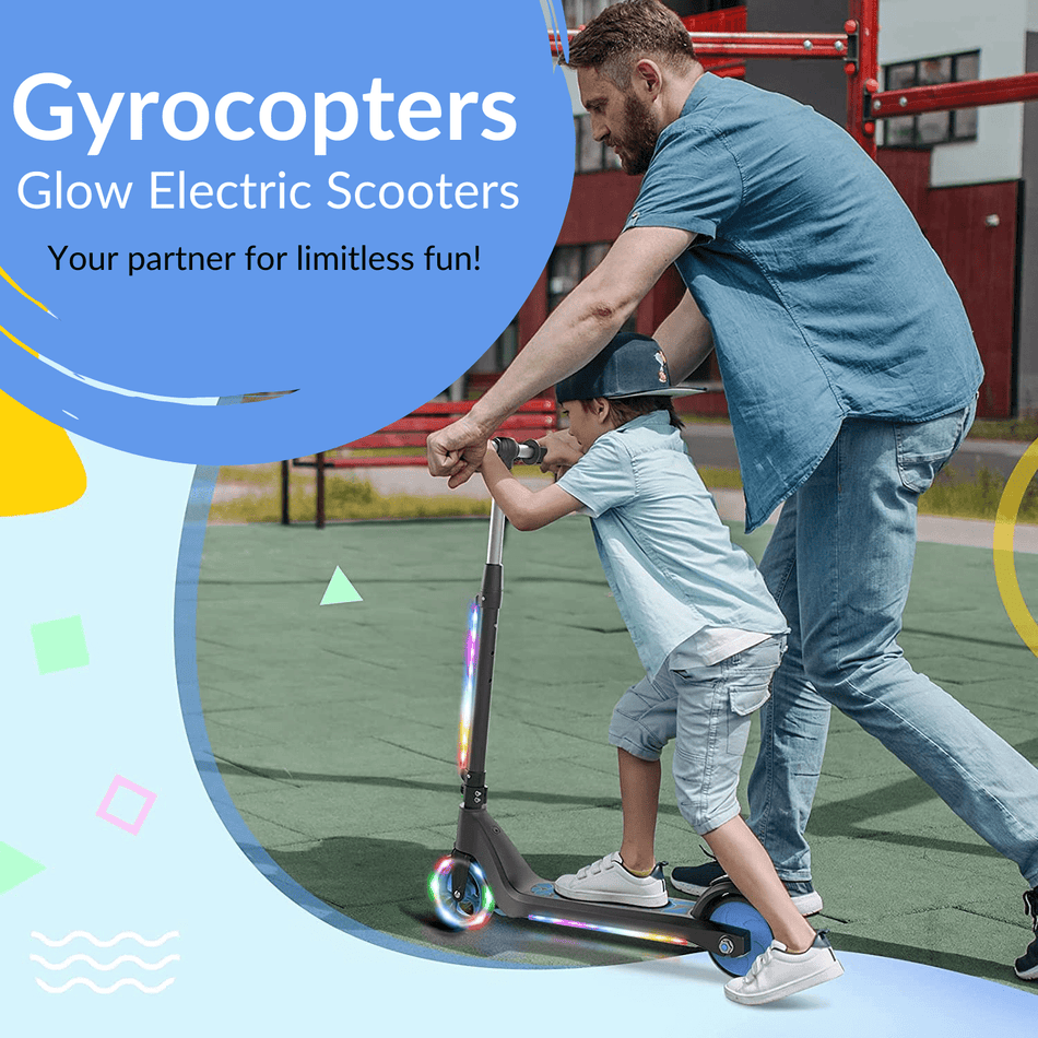 Re-certified Gyrocopters Glow Kids Electric Scooter l LED scooter for kids | 7.5Km Range l 8Kmh Top Speed