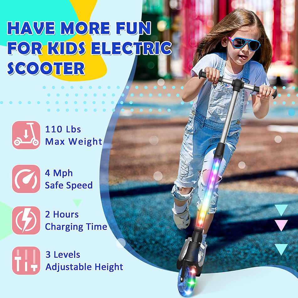 Gyrocopters Glow Kids Electric Scooter l LED scooter for kids | 7.5Km Range l 8Kmh Top Speed