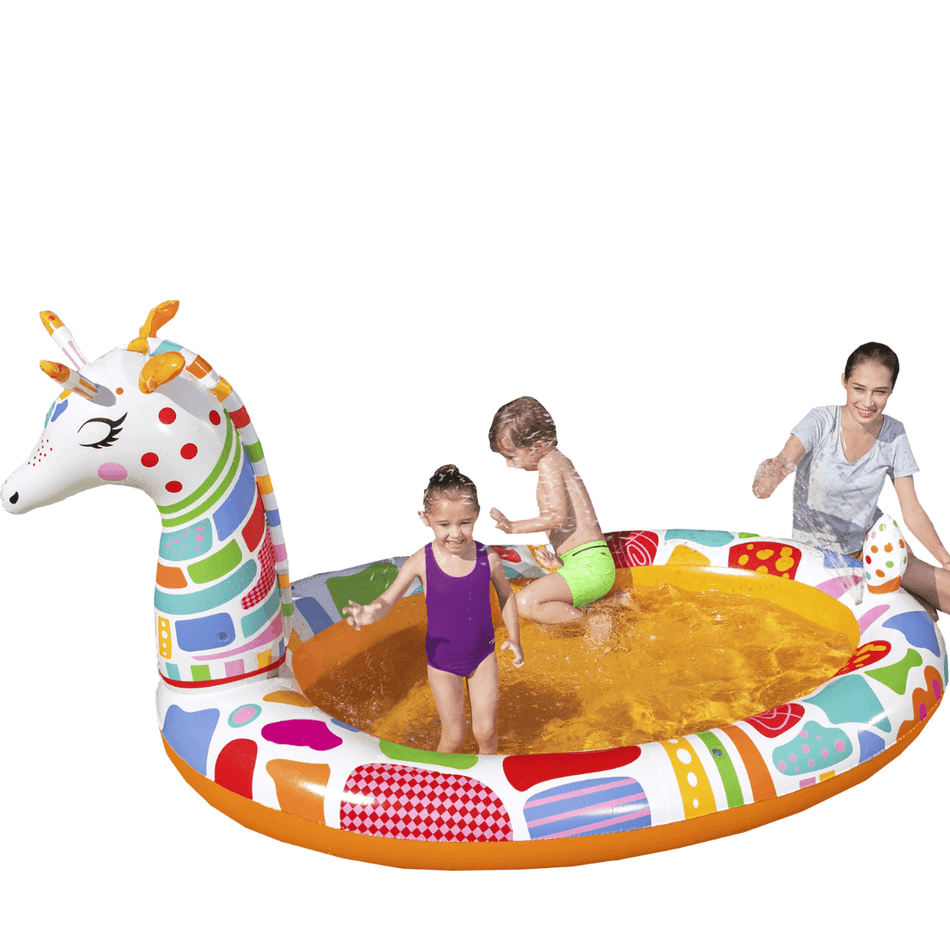 H2OGO! Groovy Giraffe Inflatable Play Pool for Kids | Inflatable Kiddie Pool with Sprayer | Baby Swimming Pool | Garden and Backyard Pool| 8.7ft x 5.1ft x 4.1ft