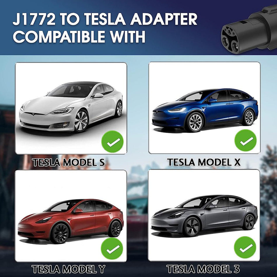 J1772 to Tesla Charging Adapter, Portable Tesla Charger  80 Amp / 240 V AC-Compatible with Tesla Model 3/S/X/Y, Fast Charging Compatible with J1772 Charger Station Level 1/2