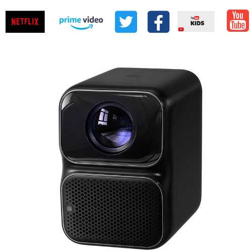 Wanbo TT: Compact Projector l 4K I Auto-Focus l1080 P l HDR 10 l 550ANSI l DOLBY Audio Speakers I  Netflix, YouTube, Prime Video & over 200 genuine built-in Apps