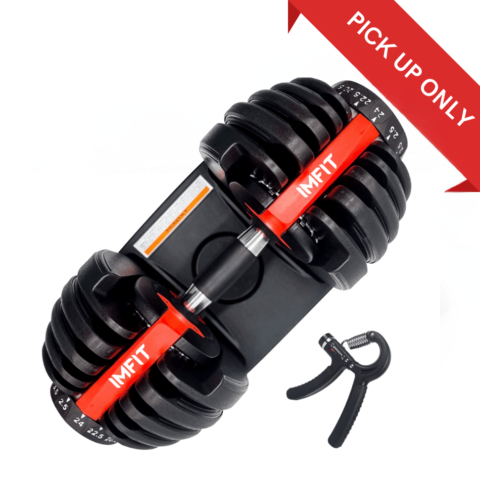 Pickup in store-IMFit 5lb-52.5lb Adjustable Dumbbell with Free Hand Grip- Weight adjusts from 5 to 52.5 lbs. 15 Adjustable Weight Settings, Space Efficient Compact Design, Easily Switch Exercises.