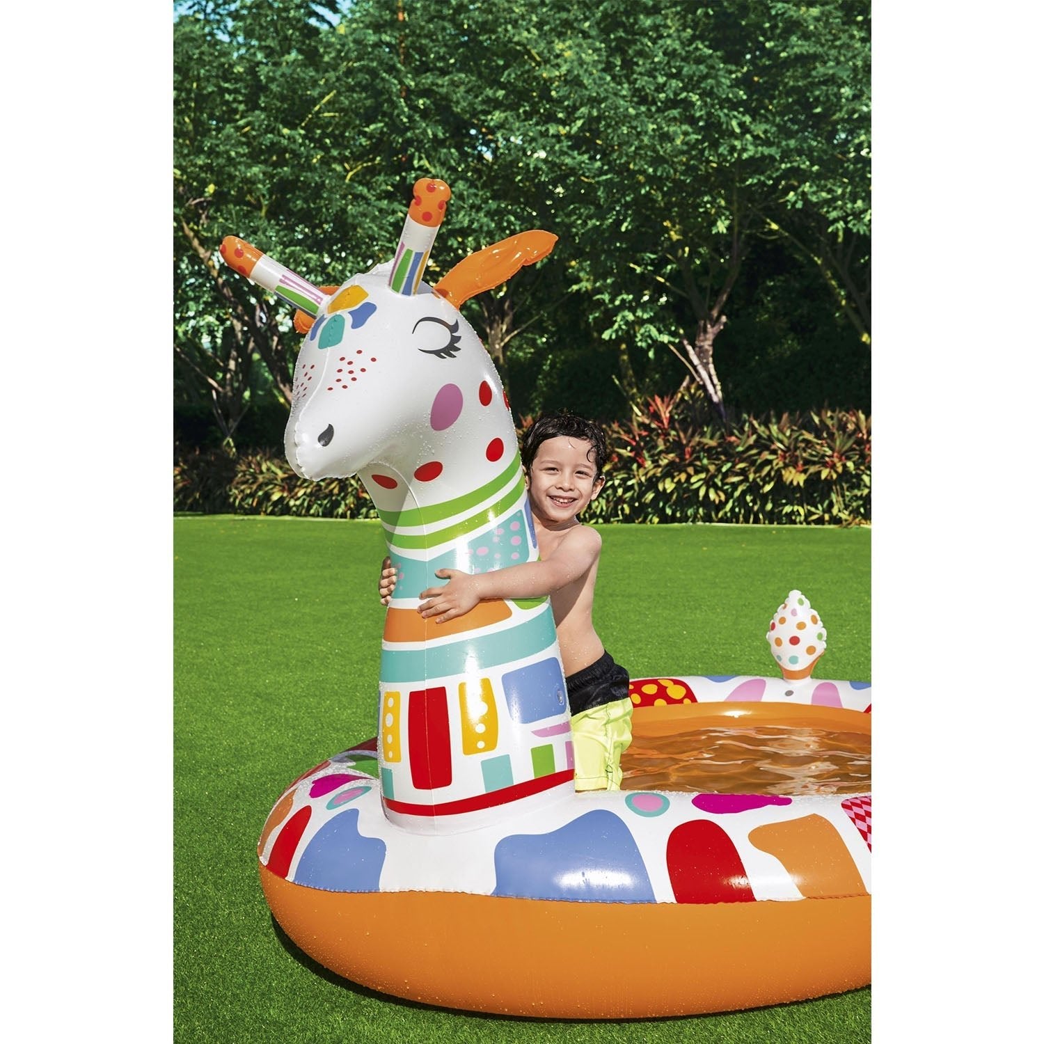 H2OGO! Groovy Giraffe Inflatable Play Pool For Kids, inflatable kiddie pool, small kiddie pool, swimming pool for backyard, swimming pool for kids, portable swimming pool, easy inflate swimming pool, H2OGO! pools for kids, above ground inflatable swimming pool 