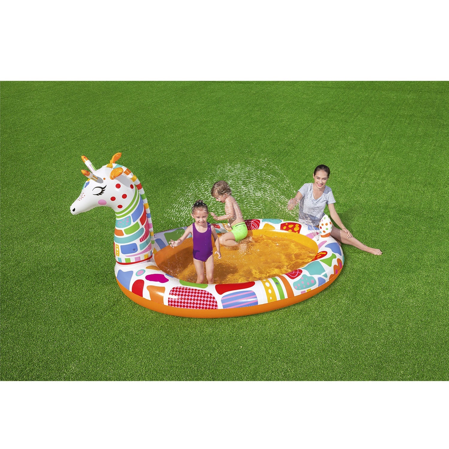H2OGO! Groovy Giraffe Inflatable Play Pool For Kids, inflatable kiddie pool, small kiddie pool, swimming pool for backyard, swimming pool for kids, portable swimming pool, easy inflate swimming pool, H2OGO! pools for kids, above ground inflatable swimming pool 