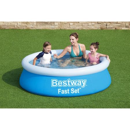 Bestway Fast Set Round Inflatable Swimming Pool for Kids and Adults, fast setup inflatable pool, backyard inflatable pool, small pool for kids, strong inflatable kiddie pool, bestway inflatable pool, portable swimming pool