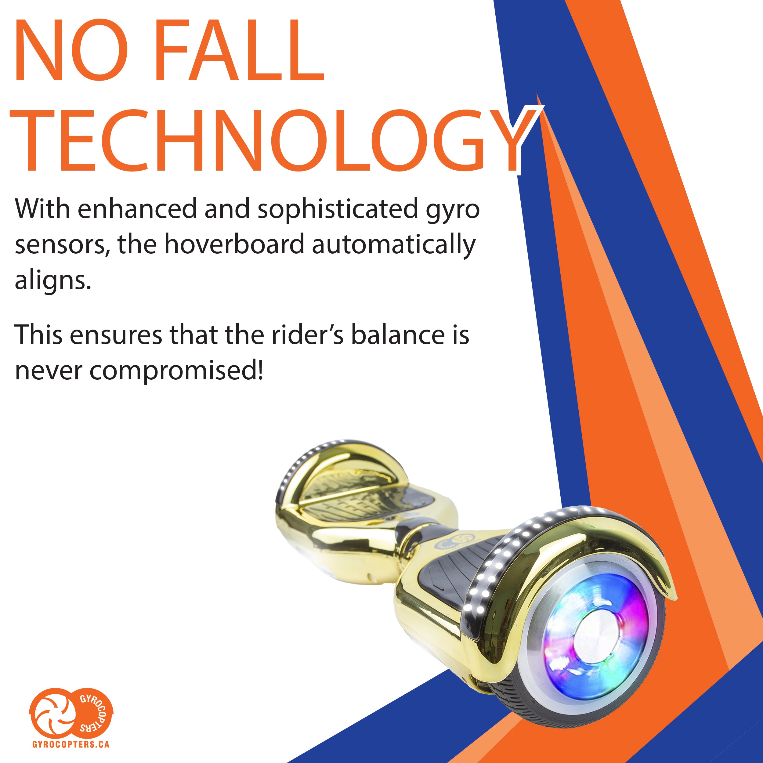 Gyrocopters Bluetooth Hoverboard PRO 4.0 Chrome Gold No Fall Technology IMGadgets