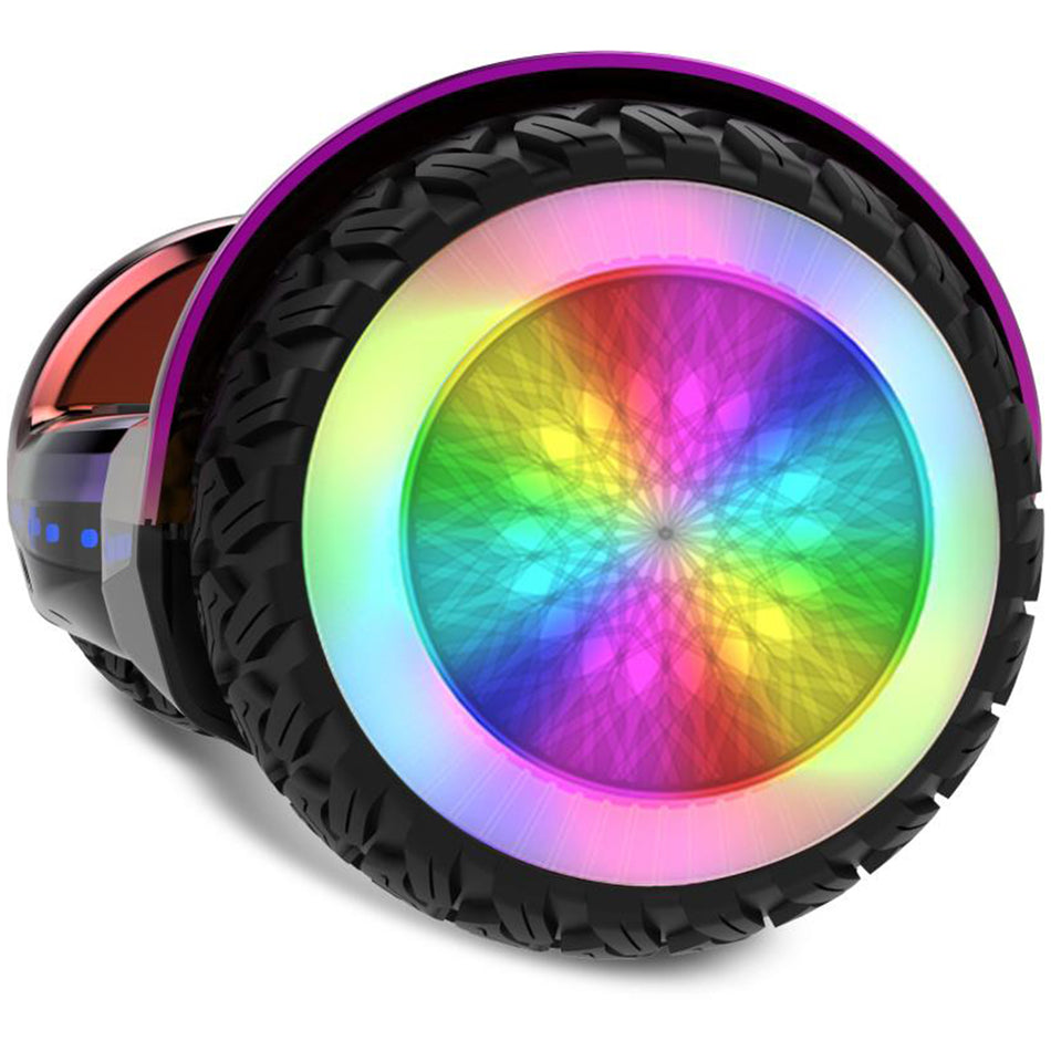 Gyrocopters PRO 6.0-All Terrain Hoverboard | 250 W motor | LED hoverboard | Speed up to 12 km | Range up to 10 km | Self-balancing scooter | Chrome Rainbow